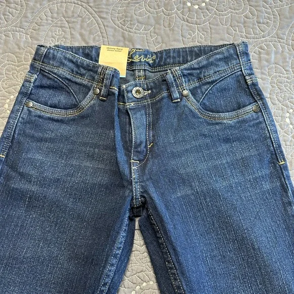 Levi’s Girls Size 12 Regular Dark Blue Skinny Flare Denim Belief Jeans N… - Picture 8 of 11